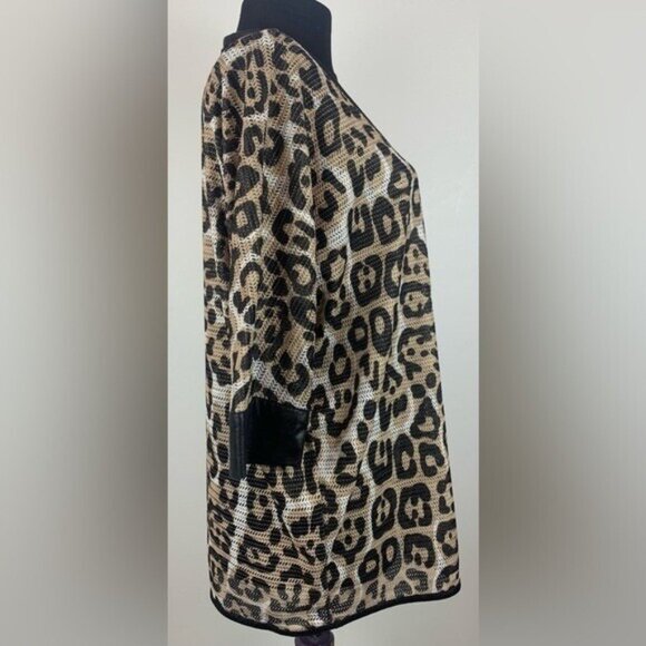 Mona Leah Couture Ladies Mesh Zippered Blouse Cardigan Animal Print Size Medium - Picture 3 of 12